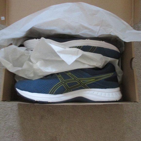Asics Gel Contend 6 Men's 11.5 Running Shoes Blue Grand Shark Vibrant Yellow - Picture 6 of 14